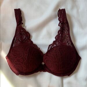 Elegant Lace Burgundy Bra